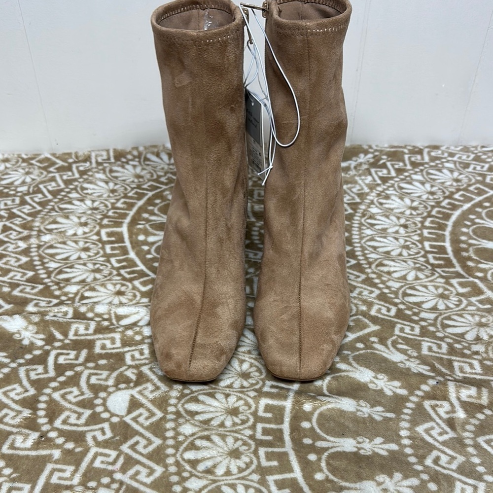 A New Day Tan Heeled Boots with Rounded Toe - Picture 3 of 10